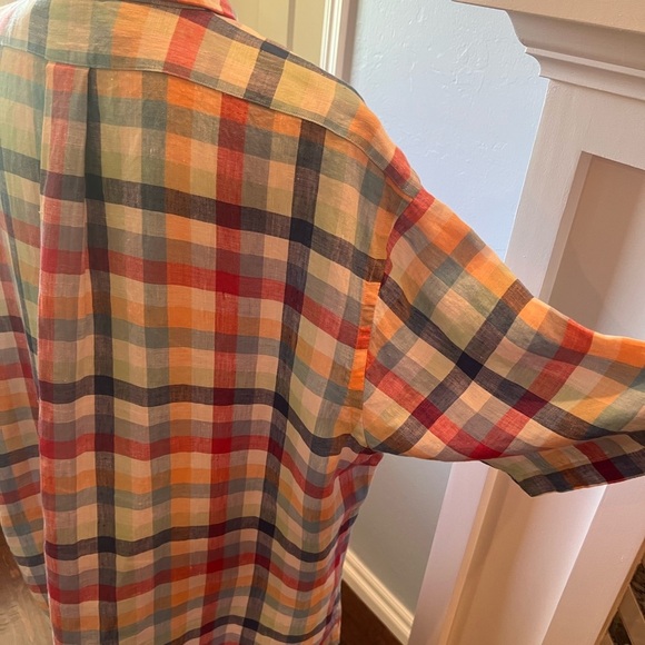 Brooks Brothers 100% Linen Multicolored Check Button Down Men's Shirt Excellent - Picture 12 of 14